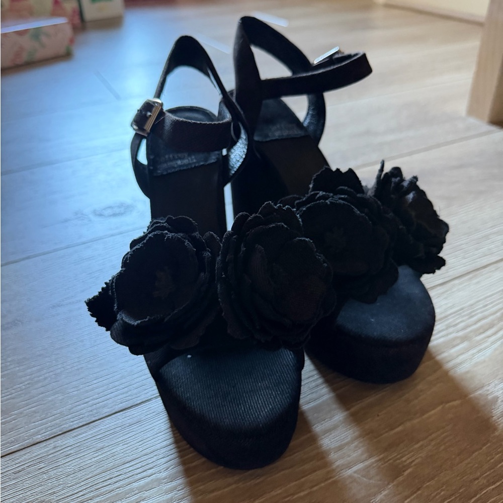 Jeffrey Campbell Black Floral Heels